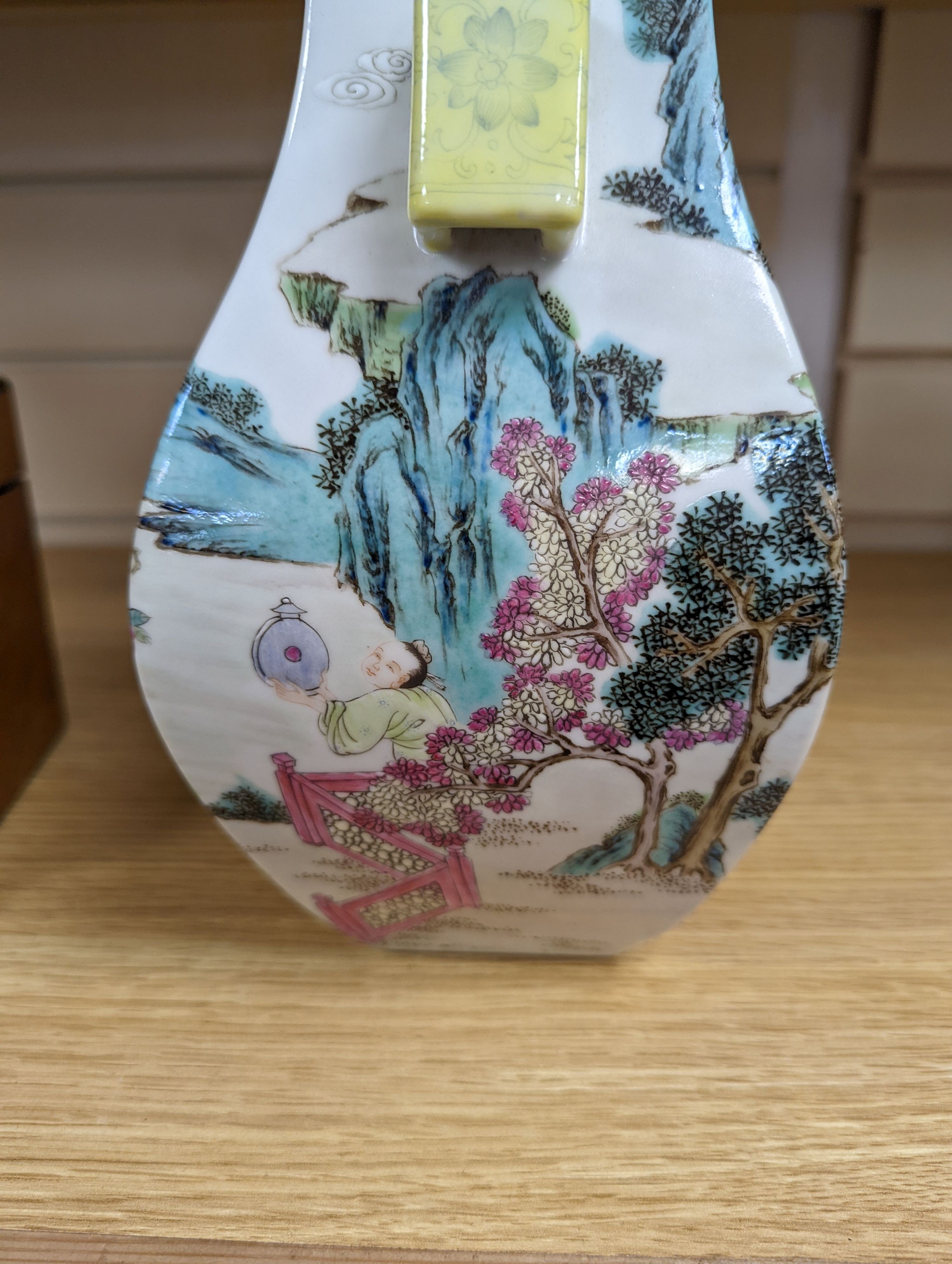 A Chinese famille rose arrow vase, Qianlong mark, 26cm